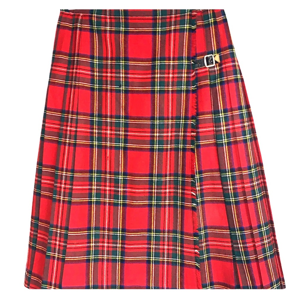 Vintage wool plaid kilt skirt tartan
